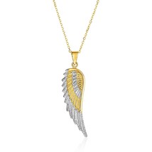14k Two-Tone Yellow and White Gold Angel Wing Pendant - £483.08 GBP