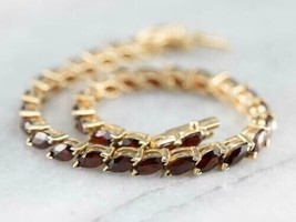 7.10Ct Marquise Simulated Garnet Women's Tennis Bracelet 14k Yellow Gold Plated - £195.21 GBP