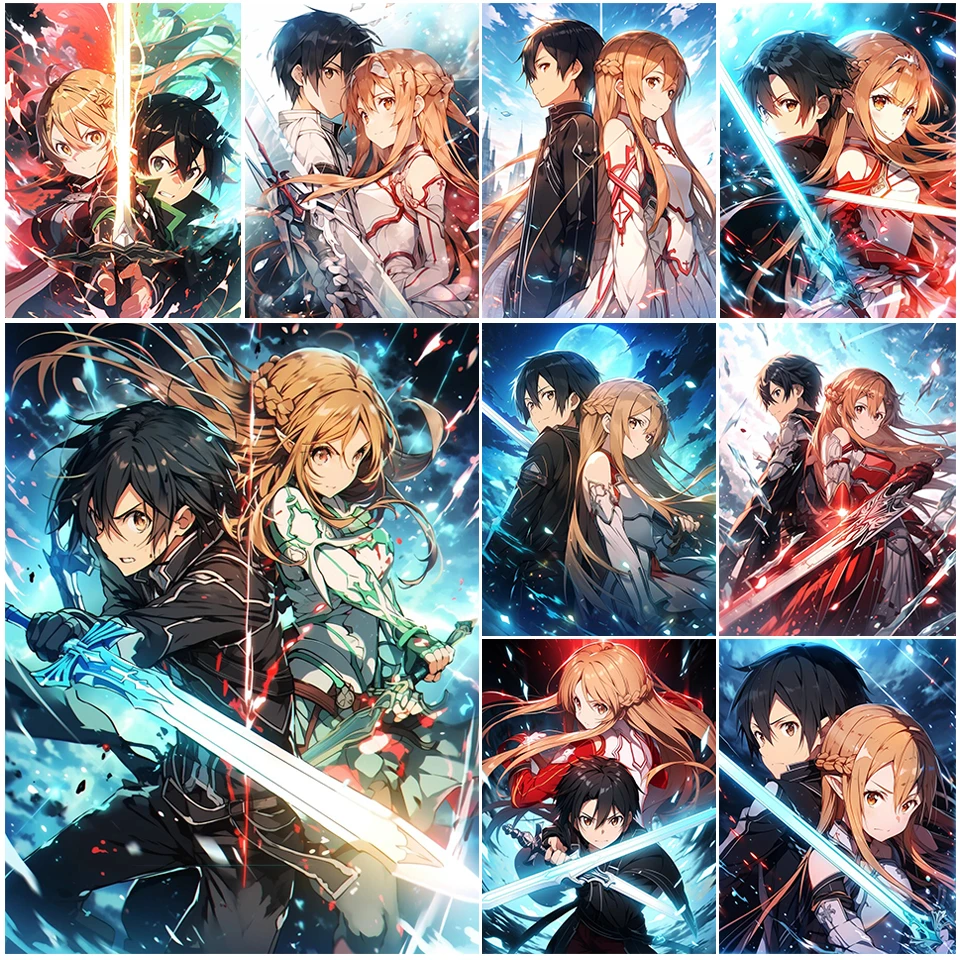 5D Japan Anime Characters Diamond Painting Sword Art Online Picture DIY Full - £11.72 GBP+
