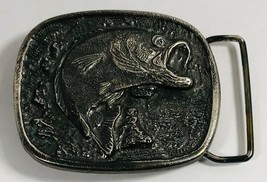 Vintage Large Mouth Bass Belt Buckle Raised Relief 1977 Made in Wyoming - £20.28 GBP
