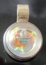 Rare Vintage Chanel Logo CC Clear Gold Round Charm Pendant - £79.93 GBP