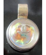 Rare Vintage Chanel Logo CC Clear Gold Round Charm Pendant - $1,900.68 MXN