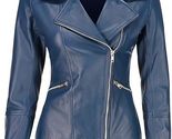 Women&#39;s Asymmetrical Zip-Up Real Lambskin Leather Motorcycle Jacket - Ca... - £93.97 GBP