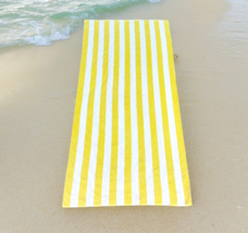 Havana 1960 Large Hotel Cotton Resort Pool Beach Towel Yellow Striped 31x62.5 - $39.26