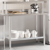  Kitchen Work Table with Overshelf 43.3"x21.7"x47.2" Stainless Steel - $344.49