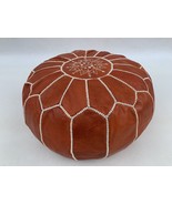 orange Moroccan Leather Pouf Cover - $120.00+