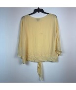 Vince Camuto Womens XL Misted Yellow 3/4 Sleeves Tie Blouse Top NWT BI86 - £31.51 GBP