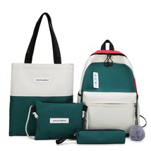 Canvas Panelled Large Capacity  Bags Women 4pcs/set work Backpack School Bags Fo - £62.59 GBP