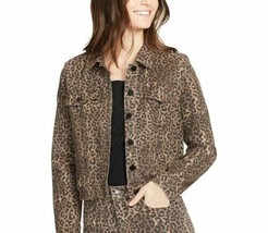 William Rast Animal Print Denim Jacket Cheetah Button Up Womens Juniors Size S - £18.94 GBP