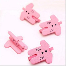 50pcs Baby Dressing Wooden Clips,Mini Pink Paper Clips,baby shower decoration - £4.63 GBP