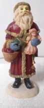 Santa Claus Figurine Molded Peeling Resin 5 1/2&quot; T Basket Doll Books Apples Gift - £5.42 GBP