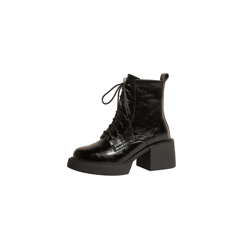 RYMOMODA Women Leather Chelsea  Boots 2024 Platform Round Toe Black Low Heel Got - £246.21 GBP