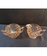 Cube Pink by Jeannette Sugar Bowl and Creamer - Depression Glass - $9.88