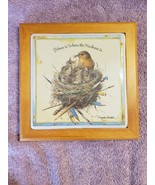 Hallmark Ceramic Tile in Wood Trivet Birds in Nest Home Is Where The Kin... - £23.45 GBP