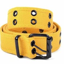Premium Double Row Grommet Yellow Belt 2 Hole Canvas Web Stud Biker Punk... - $9.95