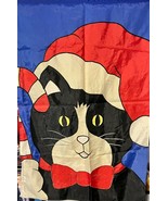 Lg Christmas Garden Yard Flag Cat with Santa Hat, Bowtie  About 27&quot; X 44... - £7.25 GBP