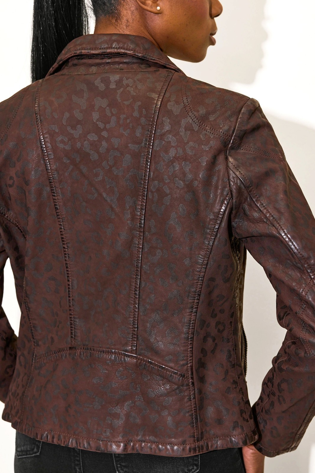 Mauritius Women's Meeow Animal-Inspired Print Genuine Leather Jacket Item image 2