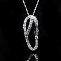 1/7Ct Flip Flop Moissanite Studded Necklace 14K White Gold over Solid 925 Silver - £86.75 GBP
