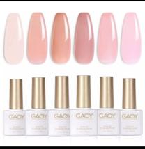 Jelly Nude Pink Gel Nail Polish Set of 6 Transparent Colors Sheer Gel Polish Kit - £13.95 GBP