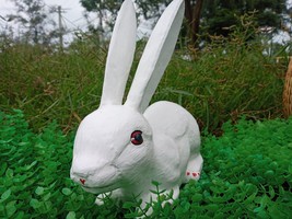 Long Ear Rabbit Statue, Concrete Rabbit Figure,Rabbit Outdoor Ornament - £39.16 GBP