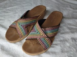 Skechers Sandals Women 10 Cali Beverlee Delighted Wedge Slip-on Multi Rainbow - £15.17 GBP