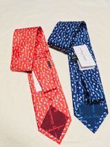 Salvatore Ferragamo Giraffes &amp; Flowers Print Red Or Blue Silk Tie - £91.90 GBP
