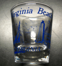 Virginia Beach Shot Glass Blue Print Illustrations Old Cape Henry Lighth... - $6.99