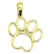SOLID 18K YELLOW GOLD SMALL 15mm 0.6&quot; CAT DOG PAWPRINT PAW PENDANT, ITAL... - $199.00