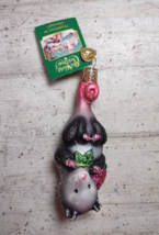 Old World Christmas Blown Glass Blossom Opossum Glitter Ornament 2019 w/... - £7.58 GBP