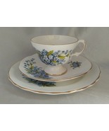 ROYAL DOVER Bone China Blue Floral Tea Cup &amp; Saucer, ROSINA Small Plate,... - £11.67 GBP