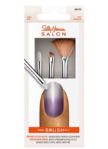Sally Hansen Nail Salon 3pc Pro Brush Kit Tool Polish Glitter Fan Clean Art Set - £9.25 GBP