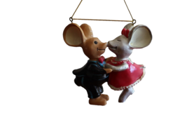 Vintage Christmas Ornament Mice Mouse Couple Dancing 3.5&quot; Cake Topper - $10.00