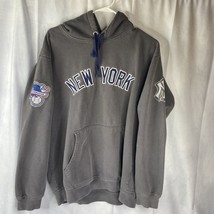 New York Yankees Majestic Gray Hoodie Sweatshirt Embroidered Logos Mens ... - £24.80 GBP