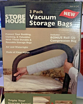 STOREHOUSE 3-Pack Vacuum Storage Bags. Triple Your Storage Space. 3 Pack. New - £17.13 GBP