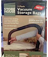 STOREHOUSE 3-Pack Vacuum Storage Bags. Triple Your Storage Space. 3 Pack... - £17.35 GBP