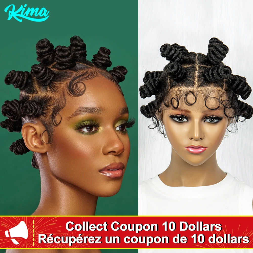 Knotless Braids Wig Synthetic Box Braided Hair Twist Braided Buns Wig Full Lace - £123.70 GBP