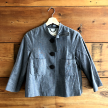 6 - 3.1 Phillip Lim Gray Collarless Button Up Pleated Back Swing Jacket ... - $48.00