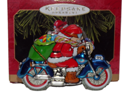 1999 Hallmark Keepsake Merry Motorcycle Pressed Tin Ornament - £8.83 GBP