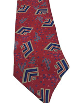 Vintage Christian Dior Necktie 100% Silk 1980s Burgundy Red Blue Gold Ge... - $33.44