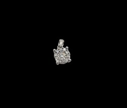 14K White Gold Round Natural Diamond Halo Women&#39;s Pendant 0.25ctw Small - $593.98
