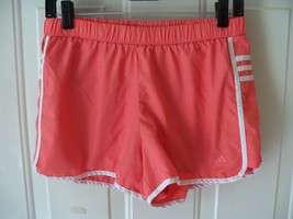 Adidas CLIMA365 CORAL/WHITE Trim Running Jogging Shorts Size M Women&#39;s Euc - $15.33
