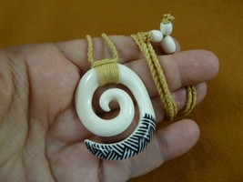 IBP-50a Maori Style Circle Of Life Fish Hook Aceh Bovine Bone Pendant Necklace - £15.43 GBP