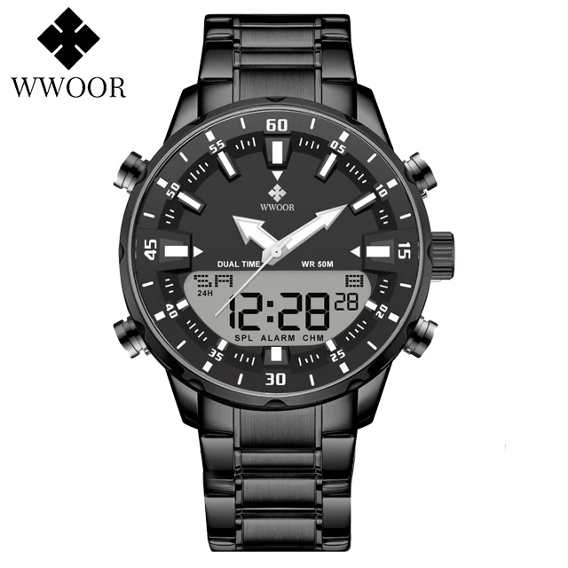 Uxury original sports wrist watch for men quartz steel waterproof dual display military thumb200