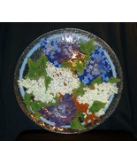 Peggy Karr Baby&#39;s Breath, Leaves Fused Glass Platter 13 1/2&quot; - £146.40 GBP