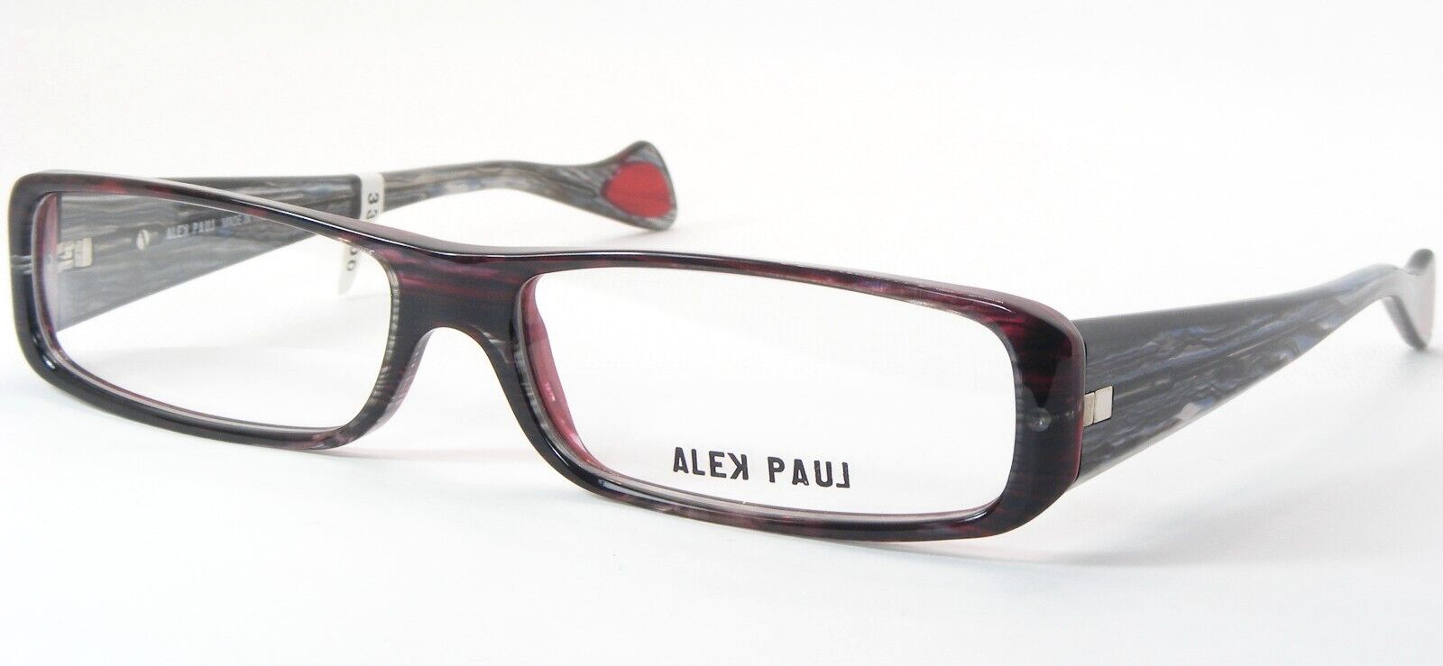 ALEK PAUL AP2043 150 Grey /Red /Blue UNIQUE Hand Made EYEGLASSES 58-15-1... - $196.40