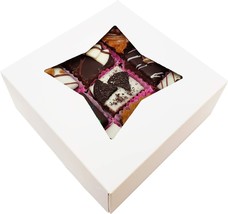 25 PCS White Bakery Boxes with Window 6x6x2.5 Inches Pastry Box Treat Bo... - £26.95 GBP