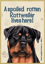A spoiled rotten Rottweiler lives here! Cute Wood Fridge Magnet 2.5x3.5 Gift New - £3.92 GBP