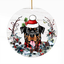Cute Welsh Corgi Dog Santa Hat Xmas Wreath Christmas Ornament Acrylic Gift Decor - £13.27 GBP