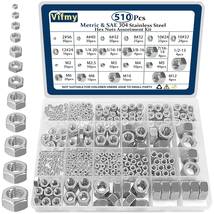 SAE &amp; Metric 510-Piece Hex Nut Assortment Kit in 304 Stainless Steel - $687.81 MXN