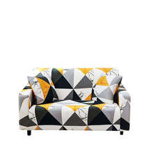 Anyhouz 2 Seater Sofa Cover Yellow White Geometric Style and Protection For Livi - £38.20 GBP